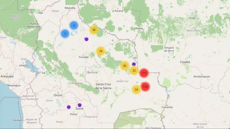 Focos de calor se reducen en 55% en Bolivia